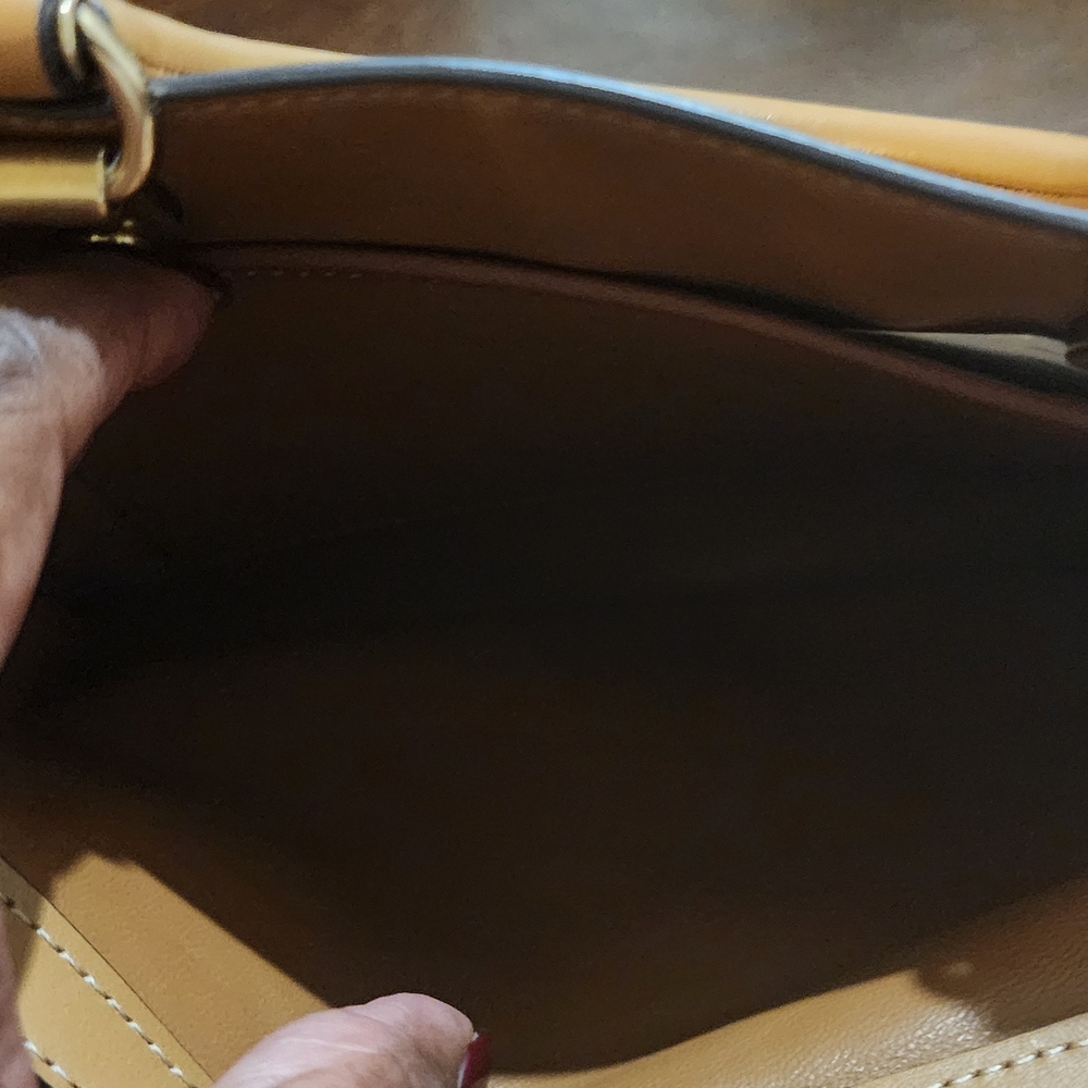 Tom WesselmanCoach Tan Satchel with Red Sequin Lip Design - Picture 7 of 9
